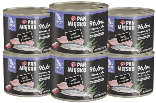 Pan Mięsko Kocięta Mokra Indyk z Łososiem 6x200g