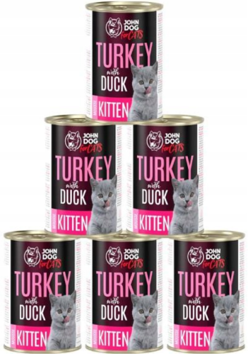 JohnDog ForCats Kitten indyk kaczka 6x400g
