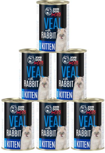 JohnDog ForCats Kitten cielęcina król 6x400g