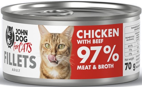 John Dog For Cats Fillets Kurczak Wołowina 70g
