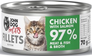John Dog For Cats Fillets Kocięta Kurczak Łosoś 70g