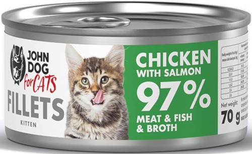 John Dog For Cats Fillets Kocięta Kurczak Łosoś 70g