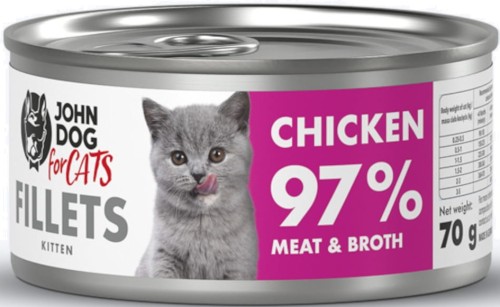 John Dog For Cats Fillets Kocięta Kurczak 70g