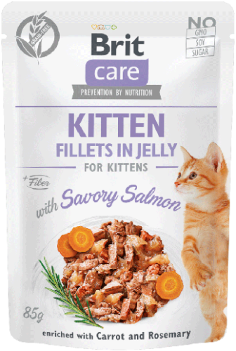 Brit Care Cat Pouch Kitten Jelly Savory Salmon 85g