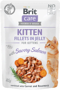 Brit Care Cat Pouch Kitten Jelly Savory Salmon 12x85g