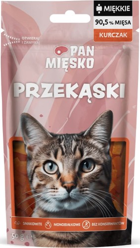Pan Mięsko Kot Przysmak Przekąski Kurczak 50g