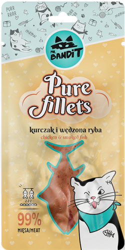 Mr.Bandit Cat Pure Fillets Kurczak Wędzona Ryba 30g