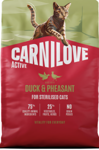 CARNILOVE Cat Active Sterilised Duck Pheasant 2kg