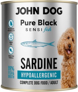 JohnDog Pure Black Sensi Sardynka Hypo 800g