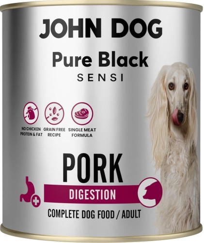 JohnDog Pure Black Sensi Wieprzowina Digest 800g