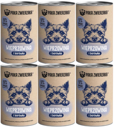 Paka Zwierzaka Mokra Wieprzowina Borówka 6x400g