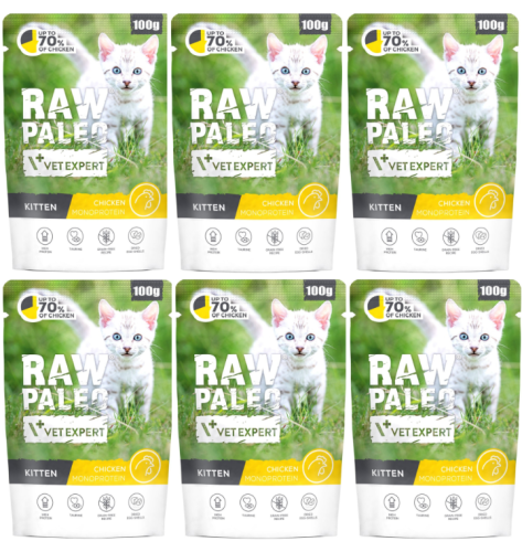 VetExpert Raw Paleo Cat Kitten Chicken 6x100g