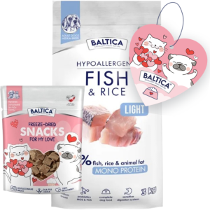 Baltica Monoprotein Adult Light Fish Rice M 3kg + Prezent