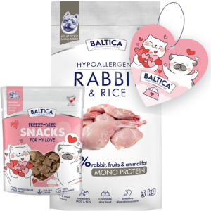 Baltica Monoprotein Adult Rabbit Rice XS/S 3kg + Prezent