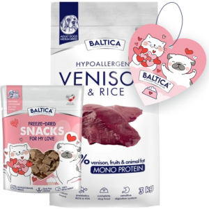 Baltica Monoprotein Adult Venison Rice M 3kg + Prezent