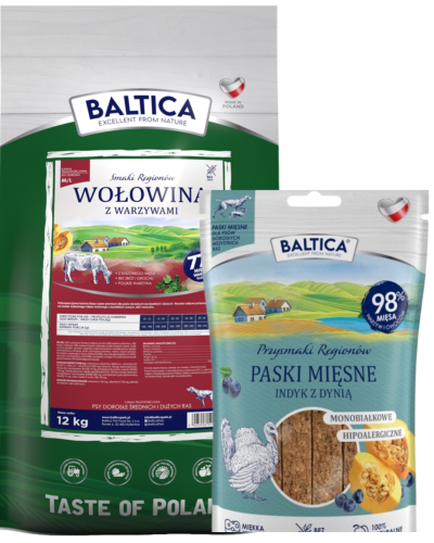 Baltica Wołowina z warzywami M/L 12kg + Prezent