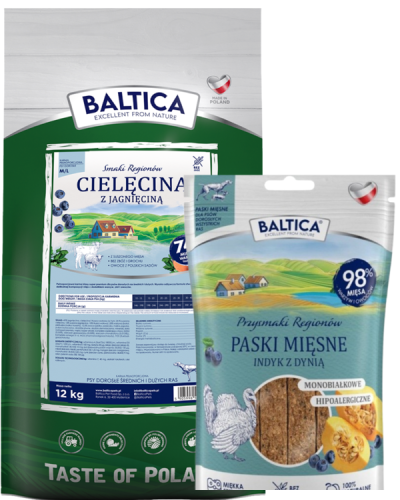 Baltica Cielęcina z jagnięciną M/L 12kg + Prezent