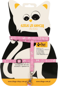 Dingo Szelki + Smycz dla kota FUN różowy