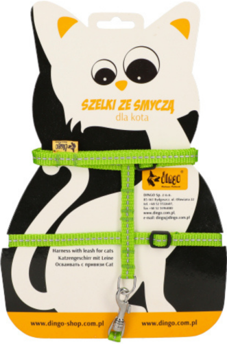 Dingo Szelki + Smycz dla kota odblask zielony