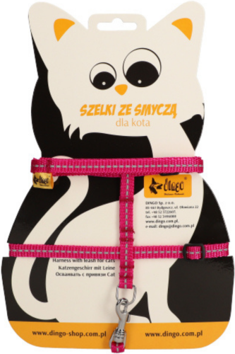 Dingo Szelki + Smycz dla kota odblask różowy