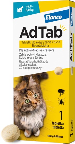 ADTAB Cat 48mg 2 - 8kg Tabletka na kleszcze