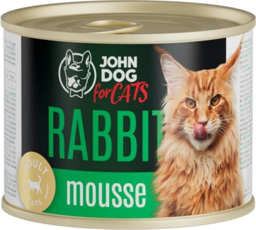 JohnDog For cats Mousse królik mus 200g