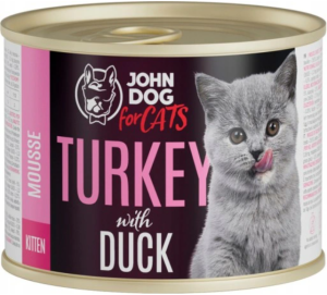 JohnDog For cats Mousse Kitten indyk/kaczka 200g