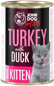JohnDog For cats Mousse Kitten indyk z kaczką 400g