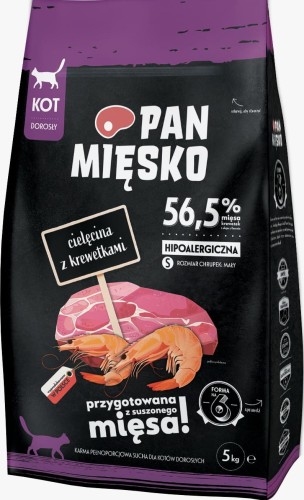 Pan Mięsko Kot Cielęcina Krewetki S 5kg