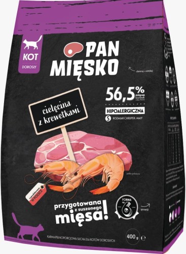 Pan Mięsko Kot Cielęcina Krewetki S 400g