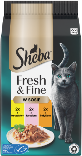 Sheba Mini Sos Indyk Kurczak Łosoś 6x50g