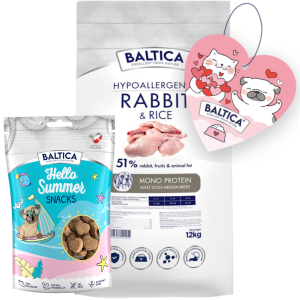 Baltica Monoprotein Adult Rabbit Rice M 12kg + Prezent