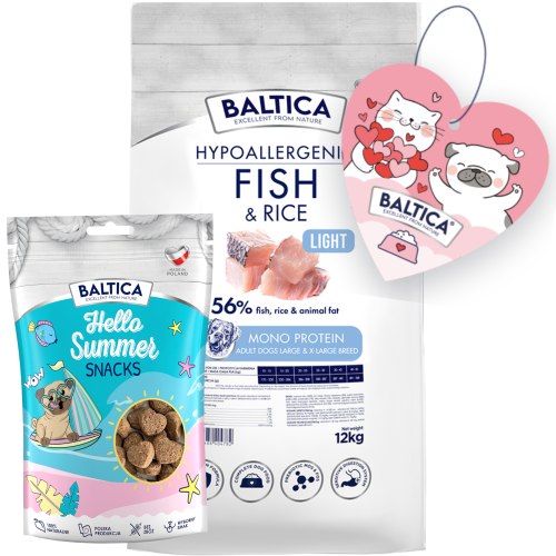 Baltica Monoprotein Adult Light Fish Rice L/XL 12kg + Prezent