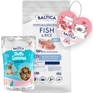 Baltica Monoprotein Adult Light Fish Rice M 12kg + Prezent