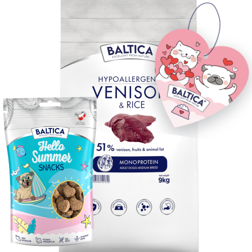 Baltica Mono Adult Venison Rice M 9kg + Prezent