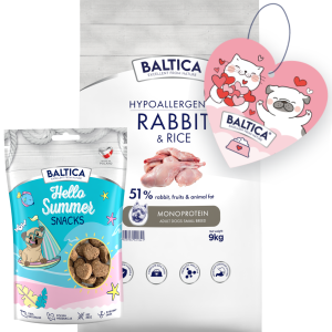 Baltica Monoprotein Adult Rabbit Rice XS/S 9kg + Prezent