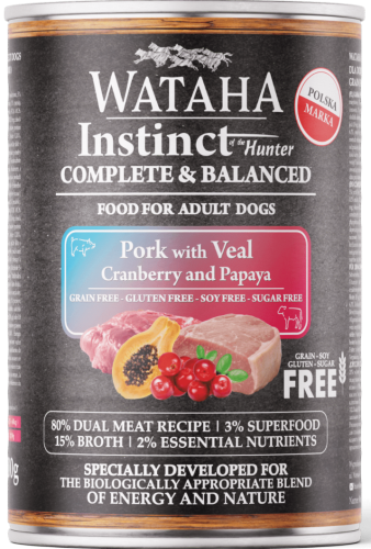 Wataha Instinct Wieprzowina Cielęcina Papaja 400g