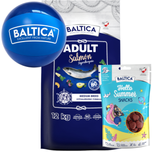 Baltica Salmon Hypoallergenic M 12kg + piłka + przysmak 100g