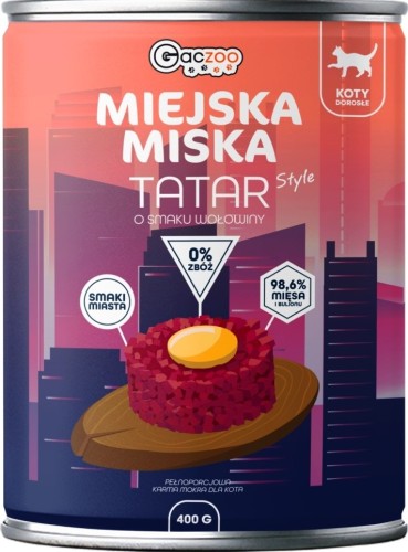 Gaczoo Kot Miejska Miska Tatar Wołowy 400g