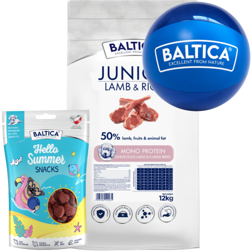 Baltica Monoprotein Junior Lamb Rice L/XL 12kg + piłka + przysmak 100g