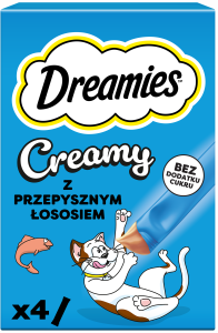 DREAMIES Creamy kremowe przysmaki dla kota z łososiem 4x10 g (40 g)