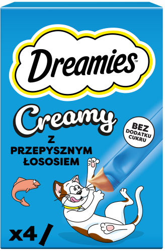 DREAMIES Creamy kremowe przysmaki dla kota z łososiem 4x10 g (40 g)