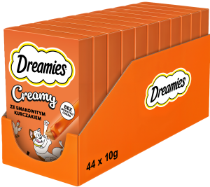 DREAMIES Creamy kremowe przysmaki dla kota z kurczakiem 44x10 g (440 g)