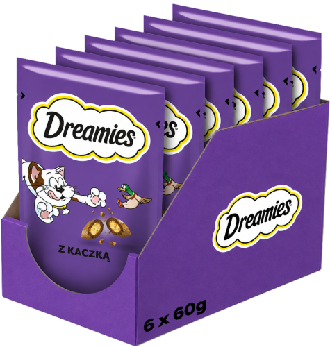 DREAMIES chrupiące przysmaki dla kota smaczki z kaczką 6x60 g