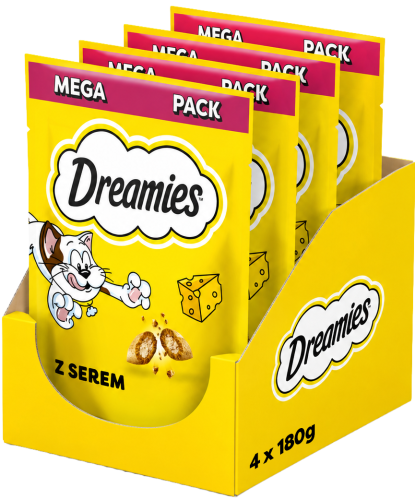 DREAMIES chrupiące przysmaki dla kota smaczki z serem 4x180 g (720 g)