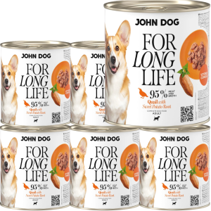 JohnDog For Long Life Przepiórka Batat 6x800g