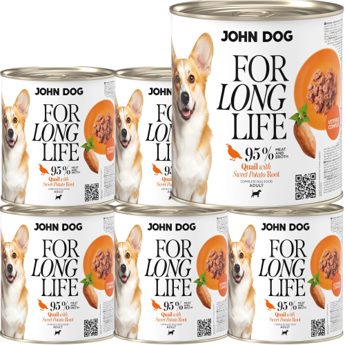 JohnDog For Long Life Przepiórka Batat 6x800g