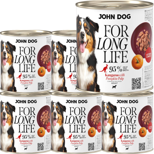 JohnDog For Long Life Kangur Miąższ Dyni 6x800g