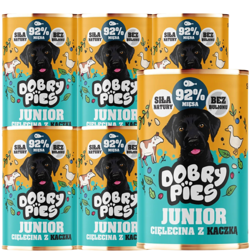 Dobry Pies Junior Cielęcina Kaczka 6x400g