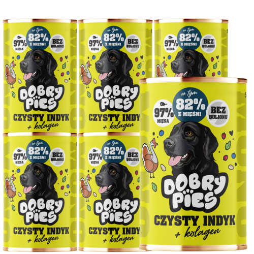 Dobry Pies Mono Indyk Kolagen 6x400g